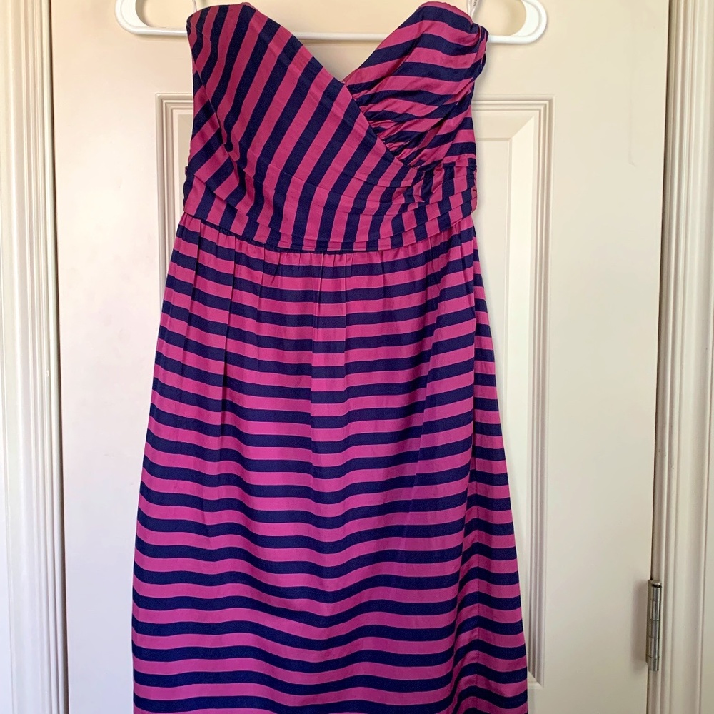 Corey Lynn Calter / Anthropologie Stripe Silk Strapless Mini Dress Size 2